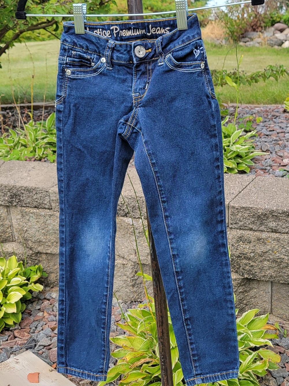 Justice Girls' Dark Blue Stretch Jeans - Picture 2 of 5